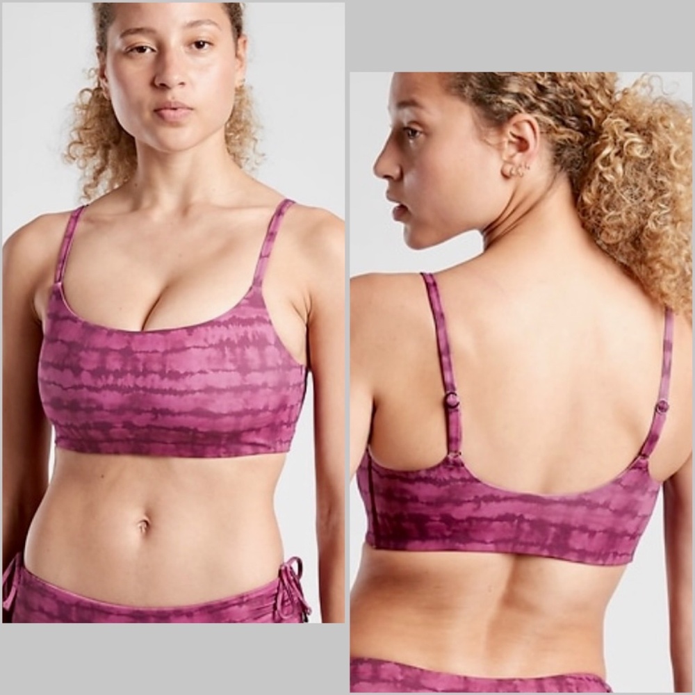 NWT ATHLETA SCOOP BIKINI TOP, Printed Plum
